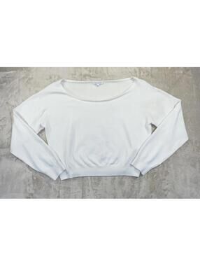 Guess Sweater Womens  XL Ivory White Boat Neck Dolman Cropped Pullover